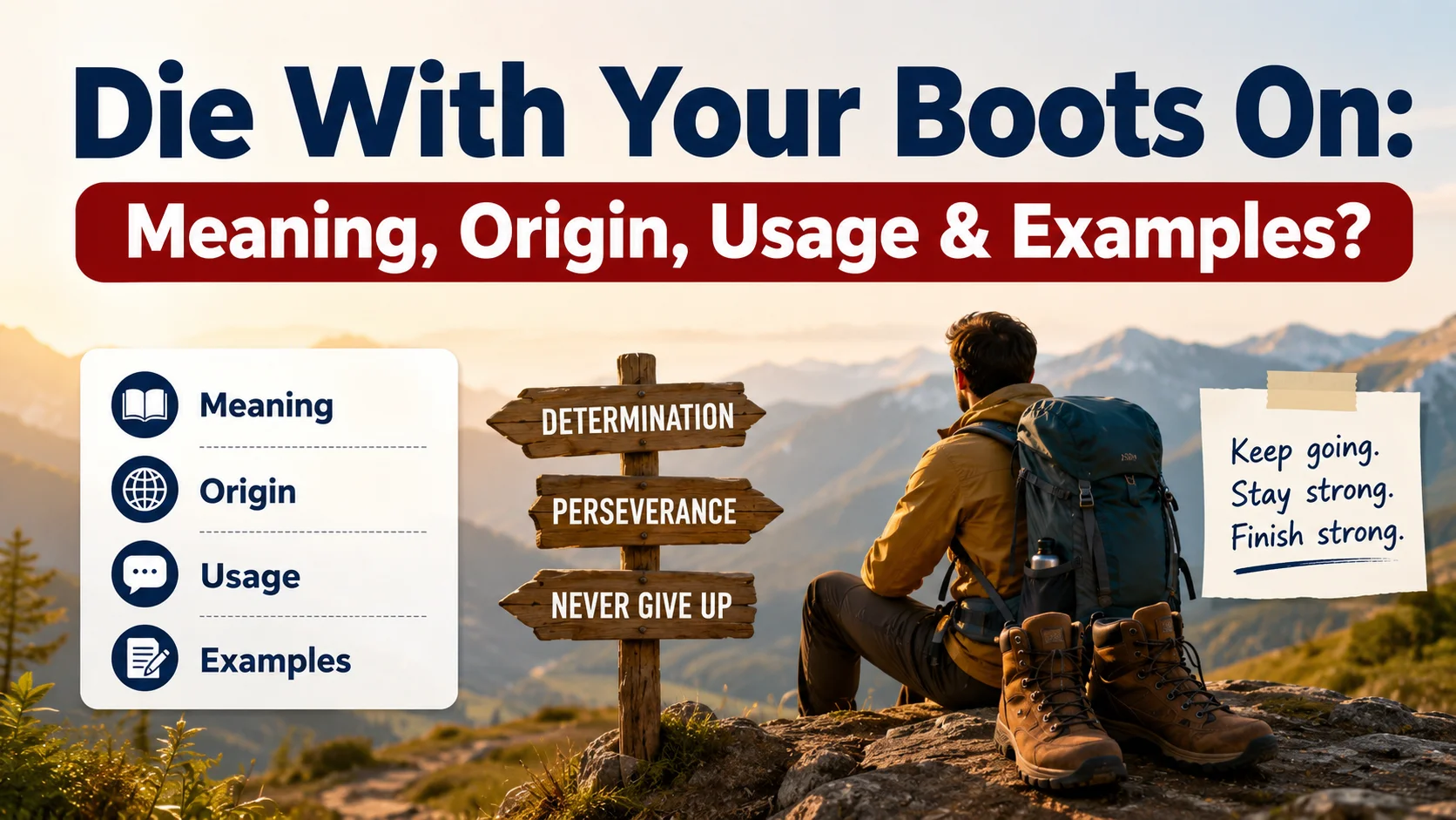 Die With Your Boots On: Meaning, Origin, Usage & Examples?